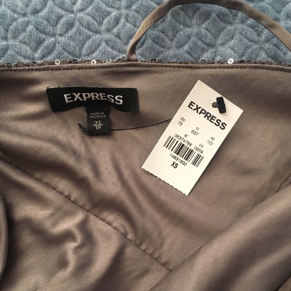 NWT Express Strappy Sequin Tank Top, Tan - Picture 5 of 5